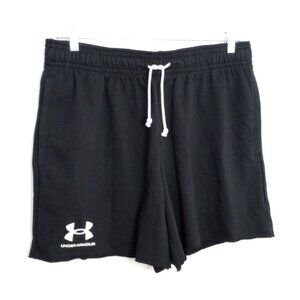 Under Armour Men's Black Rival Terry Loose Fit Drawstring 6-Inch Shorts